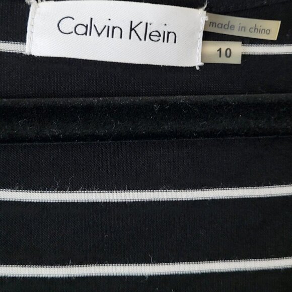 NWOT Calvin Klein Black Stripe Rope Belt Nautical Dress - Picture 10 of 11